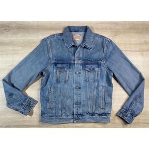Polo Ralph Lauren Men L Trucker Denim Blue Jean Jacket Big Pony
